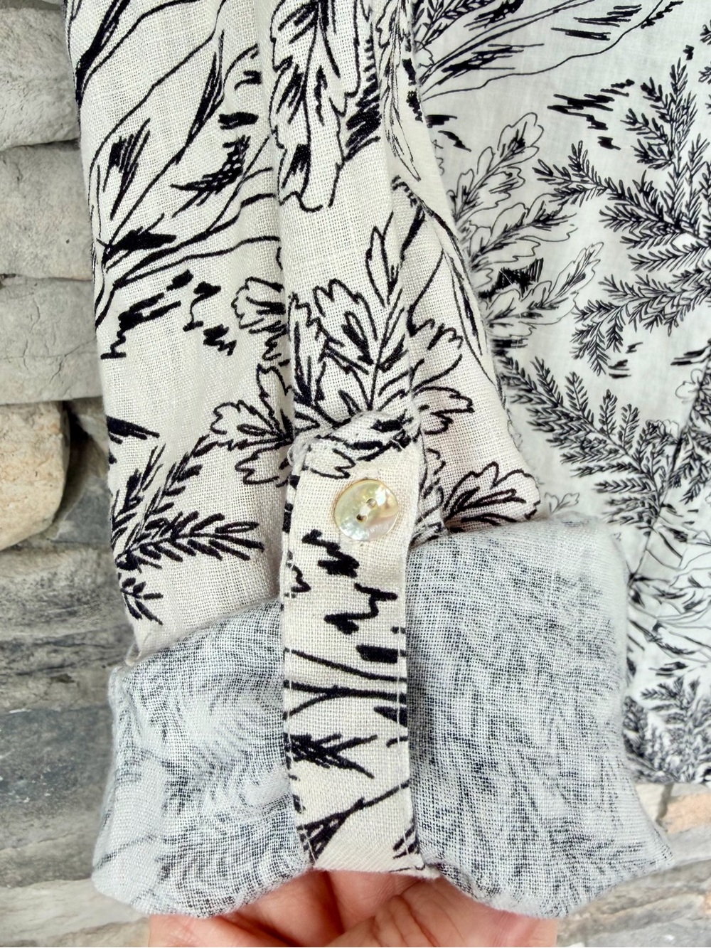 Tahari 100% Linen Botanical Print Shirt Dress L - Picture 5 of 15